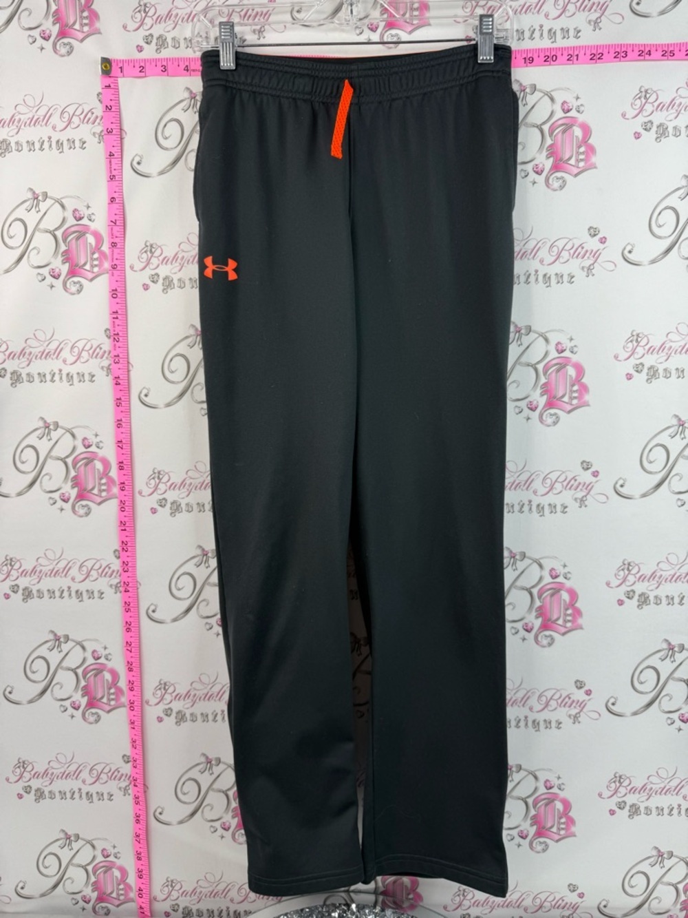Under Armour sweatpants boys Kids Black Sweatpants with Orange Drawcord and Logo